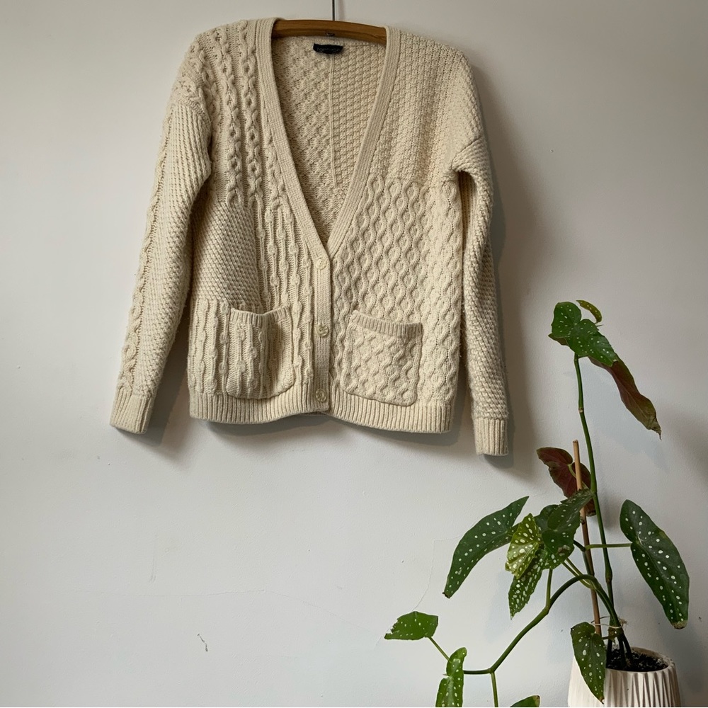 Cable knit cottagecore Topshop button up cardigan